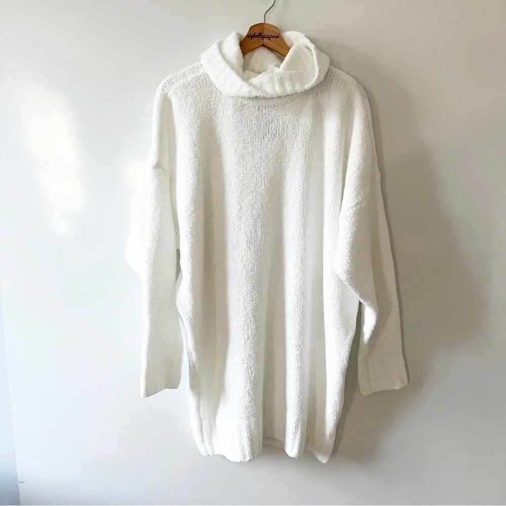 NWT ATM Anthony Thomas Melillo Chalk Turtleneck Chenille Sweater Dress - Picture 5 of 16